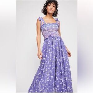 Free People Color My World Purple Floral Jumpsuit